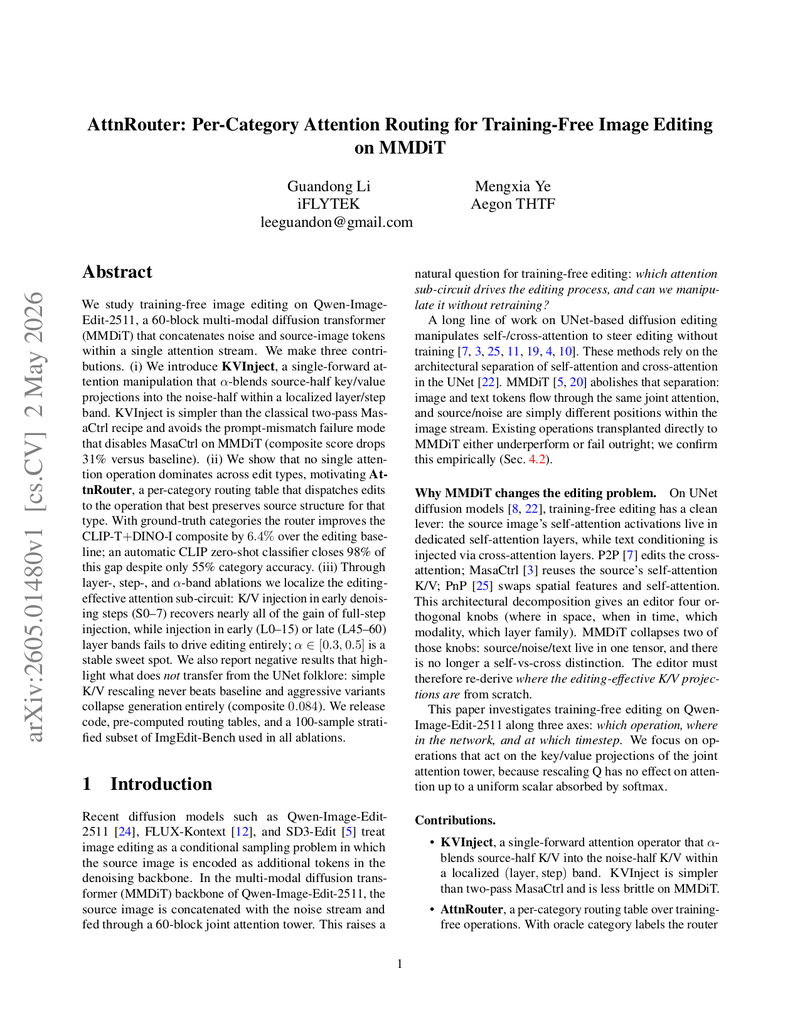 AttnRouter: Per-Category Attention Routing for Training-Free Editing on MMDiT