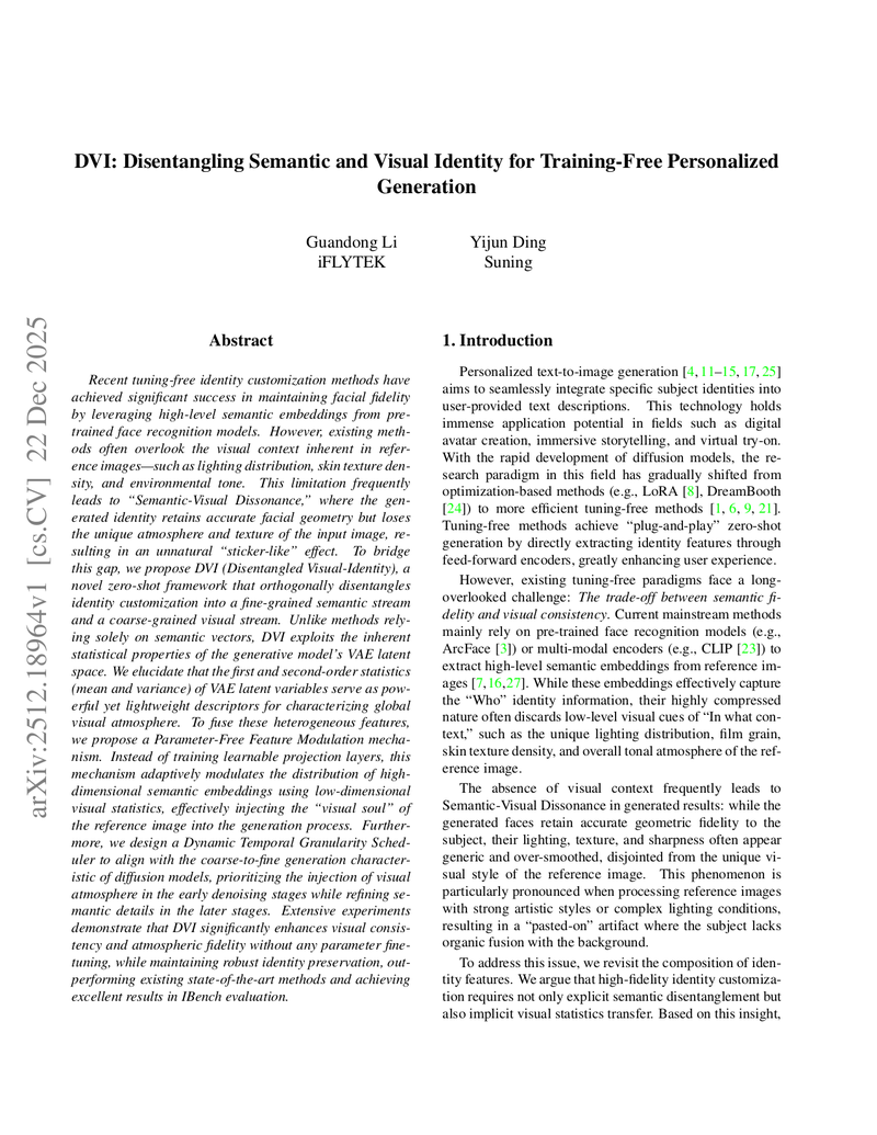 DVI: Disentangling Semantic and Visual Identity for Training-Free Personalized Generation